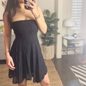 nightcap clothing black lace strapless dress